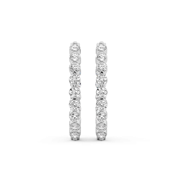 Platinum Rylee Round Lab Diamond Hoop Earrings (6 Ct. Tw.) right
