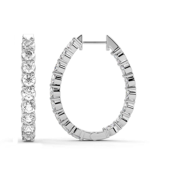 10kt White Gold Isla Round Lab Diamond Hoop Earrings (1 Ct. Tw.) left