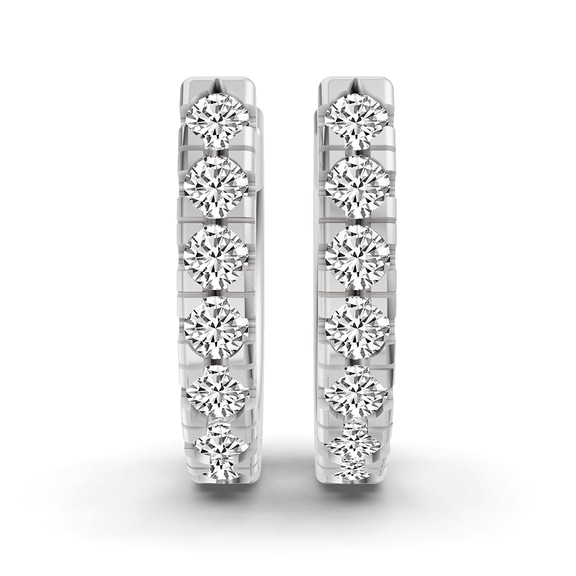 14ct White Gold Classic Round Lab Diamond Huggie Earrings (1/2 Ct. Tw.) left
