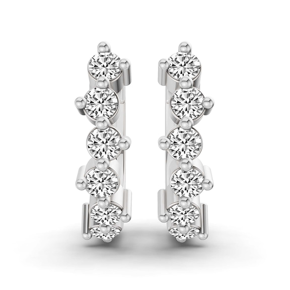 9ct White Gold Solene Round Lab Diamond Huggie Earrings (3/4 Ct. Tw.) left