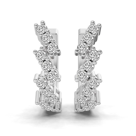 14ct White Gold Capella Round Lab Diamond Huggie Earrings (1/3 Ct. Tw.) left