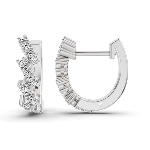 14ct White Gold Capella Round Lab Diamond Huggie Earrings (1/3 Ct. Tw.) right