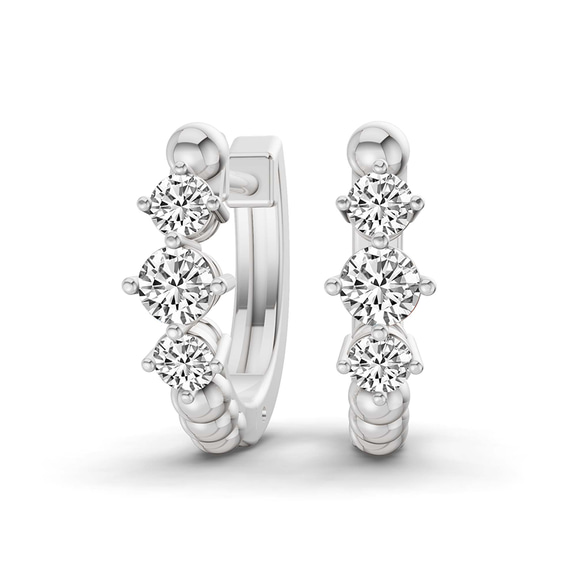 14ct White Gold Ara Round Lab Diamond Huggie Earrings (1/2 Ct. Tw.) front image