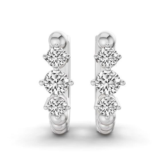 14ct White Gold Ara Round Lab Diamond Huggie Earrings (1/2 Ct. Tw.) left