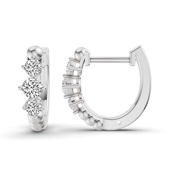 14ct White Gold Ara Round Lab Diamond Huggie Earrings (1/2 Ct. Tw.) right