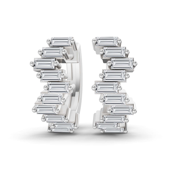 9ct White Gold Siena Baguette Lab Diamond Huggie Earrings (1 Ct. Tw.) front image