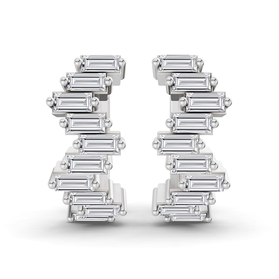 9ct White Gold Siena Baguette Lab Diamond Huggie Earrings (1 Ct. Tw.) left