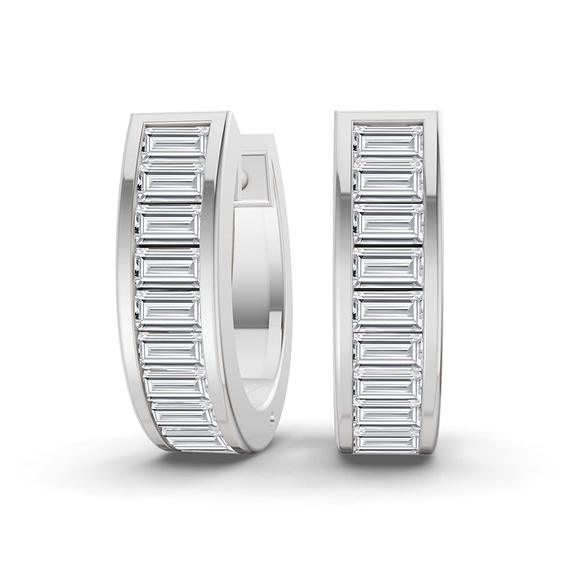 14ct White Gold Lena Baguette Lab Diamond Huggie Earrings (1 Ct. Tw.) front image