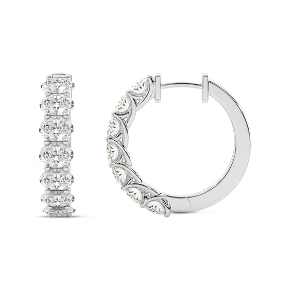 10kt White Gold Jovana Oval Lab Diamond Hoop Earrings (7 Ct. Tw.) side right image one