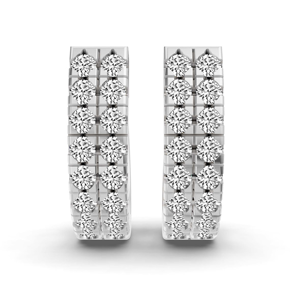 14ct White Gold Twin Shimmer Lab Diamond Huggie Earrings (3/4 Ct. Tw.) left