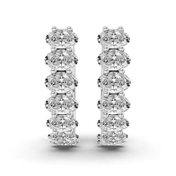 Platinum Altair Oval Lab Diamond Huggie Earrings (1 1/4 Ct. Tw.) left