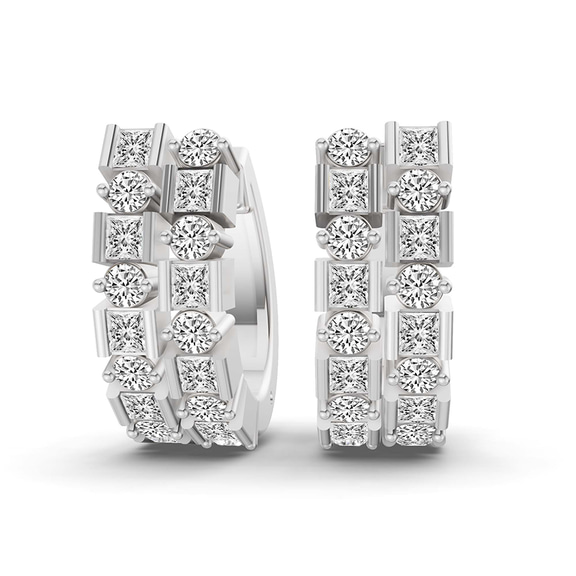 14ct White Gold Radiant Sequence Lab Diamond Huggie Earring (1 1/4 Ct. Tw.) front image