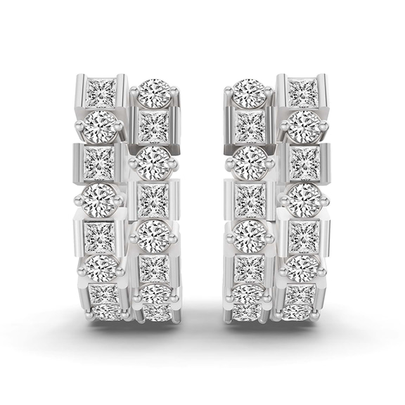 14ct White Gold Radiant Sequence Lab Diamond Huggie Earring (1 1/4 Ct. Tw.) left