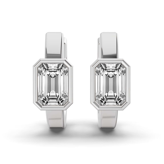 10kt White Gold Auri Single Emerald Lab Diamond Earrings (1 Ct. Tw.) left