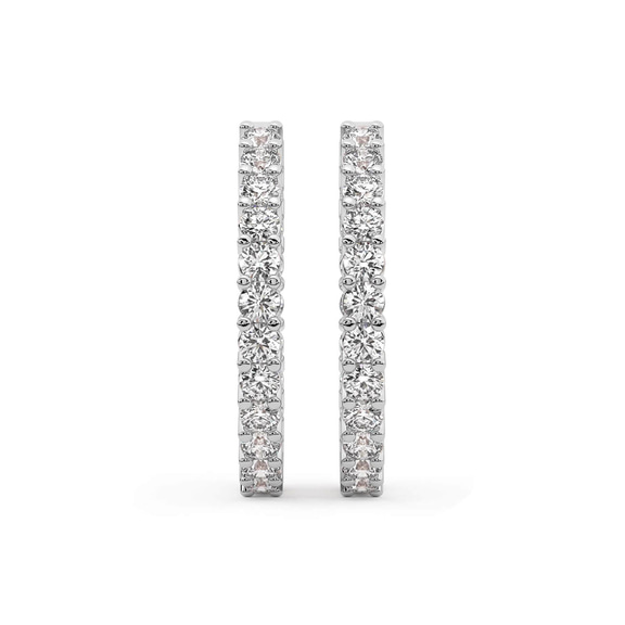 14kt White Gold Meara Round Lab Diamond Hoop Earrings (3 Ct. Tw.) standing product image one