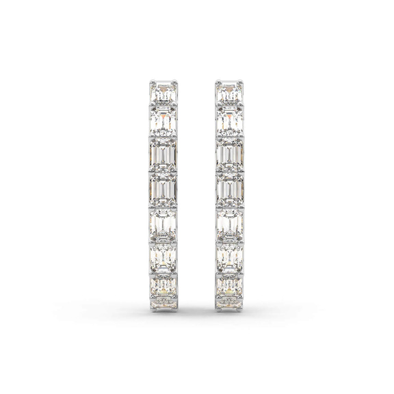 14ct White Gold Ashlyn Emerald Lab Diamond Hoop Earrings (2 Ct. Tw.) right