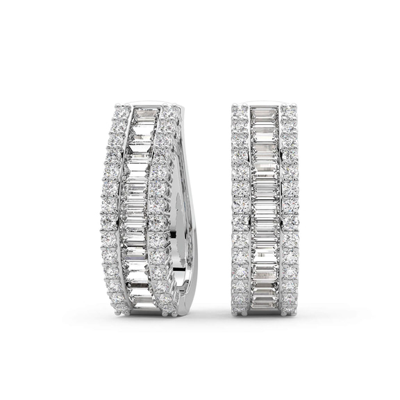 Platinum Cassian Baguette Round Lab Diamond Hoop Earrings (8 Ct. Tw.) front image