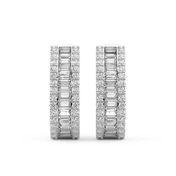 Platinum Cassian Baguette Round Lab Diamond Hoop Earrings (8 Ct. Tw.) right