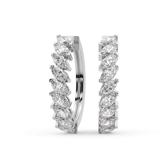 14ct White Gold April Marquise Lab Diamond Hoop Earrings (2 Ct. Tw.) front image