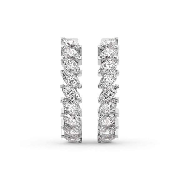 14ct White Gold April Marquise Lab Diamond Hoop Earrings (2 Ct. Tw.) standing product image one