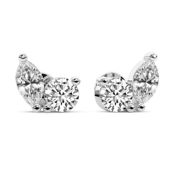 14ct White Gold Twin Gleam Lab Diamond Stud Earrings (1 Ct. Tw.) side right image one