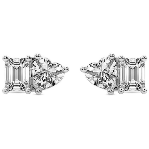 10kt White Gold Divine Double Flame Lab Diamond Stud Earrings (1 Ct. Tw.) front image