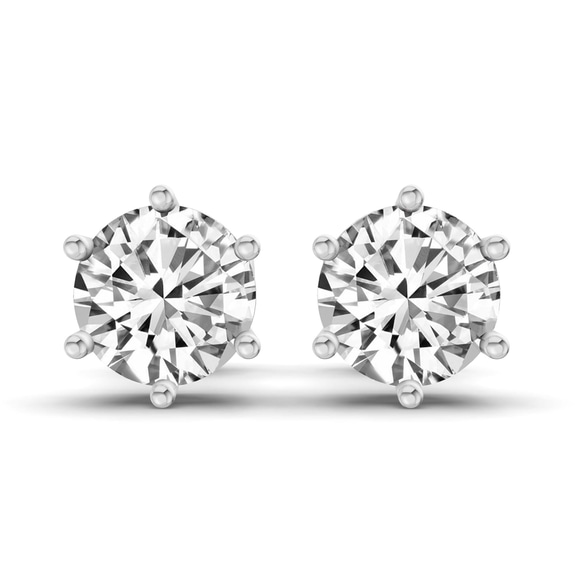 10kt White Gold Six Prong Round Lab Diamond Stud Earrings (1 Ct. Tw.) front image
