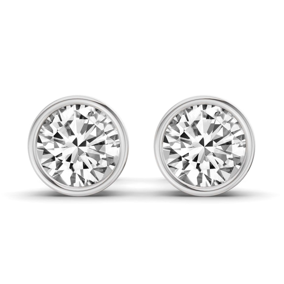 10kt White Gold Classic Bezel Round Lab Diamond Stud Earrings (1 Ct. Tw.) front image