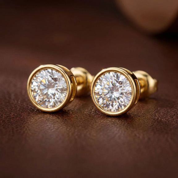 10kt White Gold Classic Bezel Round Lab Diamond Stud Earrings (1 Ct. Tw.) color product image one