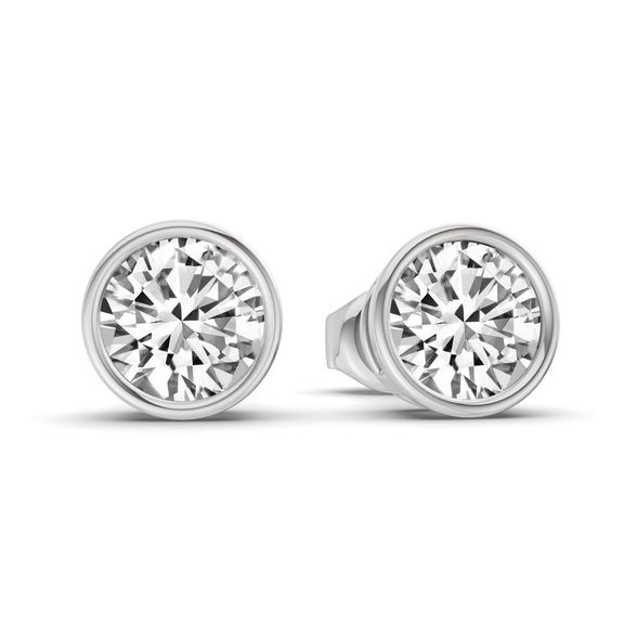 10kt White Gold Classic Bezel Round Lab Diamond Stud Earrings (1 Ct. Tw.) standing product image one