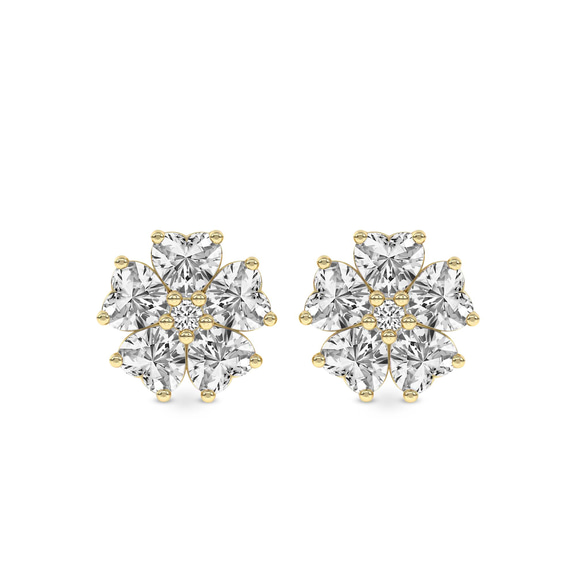 9ct Yellow Gold Thalia Bloom Fashion Flower Lab Diamond Stud Earrings (1 Ct. Tw.) front image