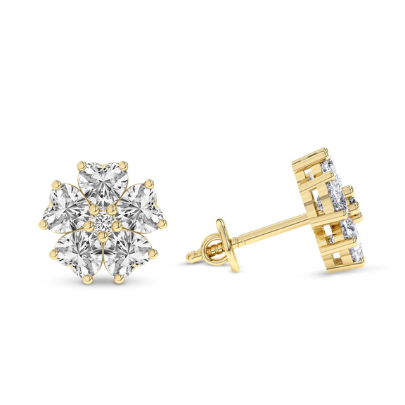 9ct Yellow Gold Thalia Bloom Fashion Flower Lab Diamond Stud Earrings (1 Ct. Tw.) right