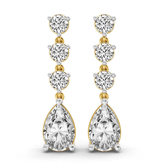 10kt Yellow Gold Pear and Round Fashion Lab Diamond Dangle Earrings (1 Ct. Tw.) front image
