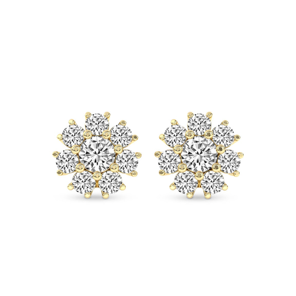 9ct Yellow Gold Magnolia Flower Fashion Lab Diamond Stud Earrings (1 Ct. Tw.) front image