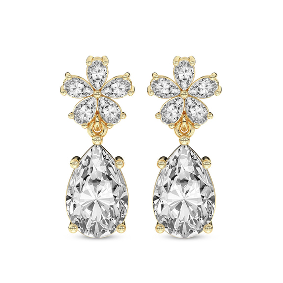 9ct Yellow Gold Iris Bloom Flower Fashion Lab Diamond Dangle Earrings (1 Ct. Tw.) front image