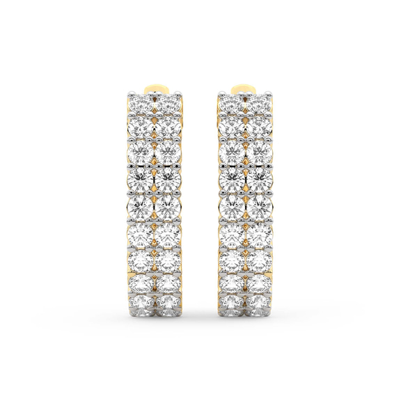 10kt Yellow Gold Gracie Double Row Round Lab Diamond Hoop Earrings (1 Ct. Tw.) right