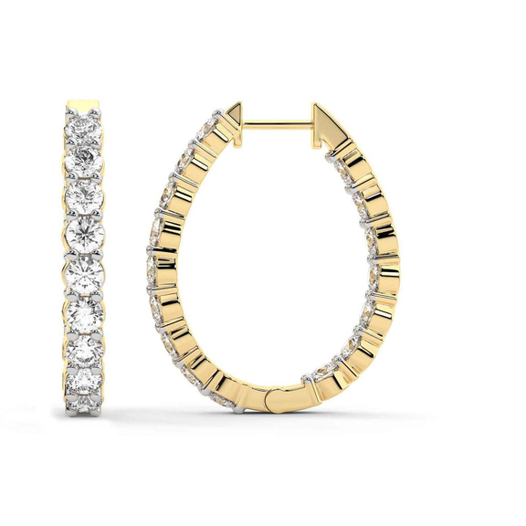 10kt Yellow Gold Isla Round Lab Diamond Hoop Earrings (1 Ct. Tw.) left