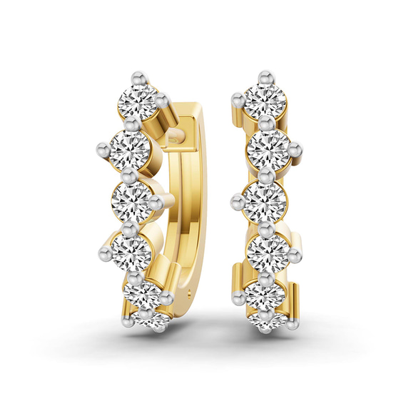 14ct Yellow Gold Solene Round Lab Diamond Huggie Earrings (3/4 Ct. Tw.) front image