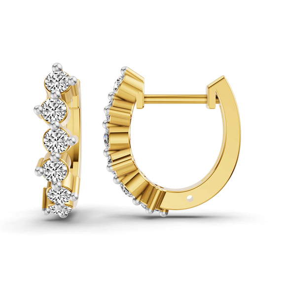 14ct Yellow Gold Solene Round Lab Diamond Huggie Earrings (3/4 Ct. Tw.) right