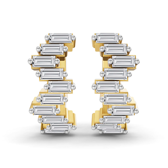 14ct Yellow Gold Siena Baguette Lab Diamond Huggie Earrings (1 Ct. Tw.) left