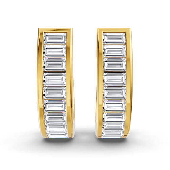 9ct Yellow Gold Lena Baguette Lab Diamond Huggie Earrings (1 Ct. Tw.) left