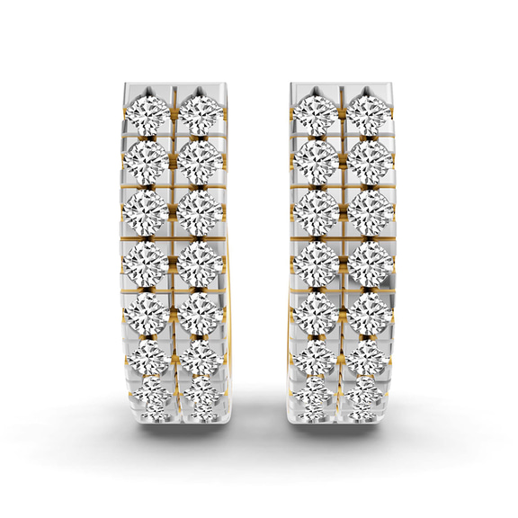 10kt Yellow Gold Twin Shimmer Lab Diamond Huggie Earrings (3/4 Ct. Tw.) left
