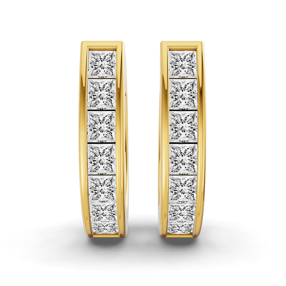 10kt Yellow Gold Ines Princess Lab Diamond Huggie Earrings (7/8 Ct. Tw.) left