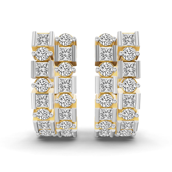 14ct Yellow Gold Radiant Sequence Lab Diamond Huggie Earring (1 1/4 Ct. Tw.) left