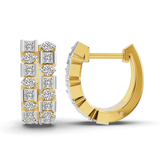 14ct Yellow Gold Radiant Sequence Lab Diamond Huggie Earring (1 1/4 Ct. Tw.) right