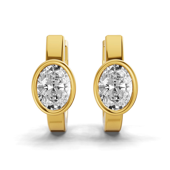10kt Yellow Gold North Single Oval Lab Diamond Huggie Earrings (1 Ct. Tw.) left