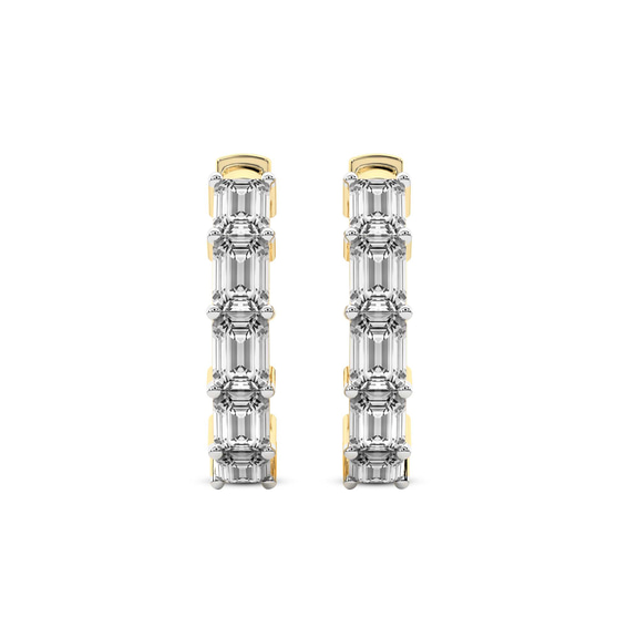 9ct Yellow Gold Calantha Emerald Lab Diamond Hoop Earrings (8 Ct. Tw.) right