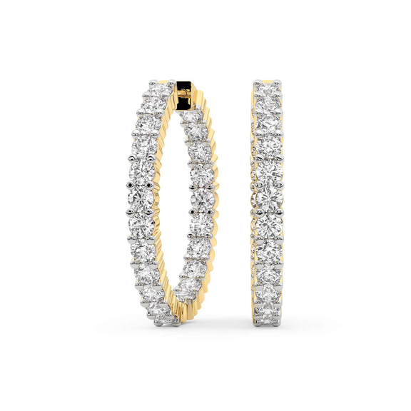 14ct Yellow Gold Meara Round Lab Diamond Hoop Earrings (2 Ct. Tw.) front image