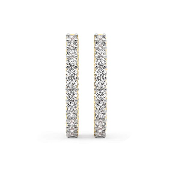 14ct Yellow Gold Meara Round Lab Diamond Hoop Earrings (2 Ct. Tw.) standing product image one