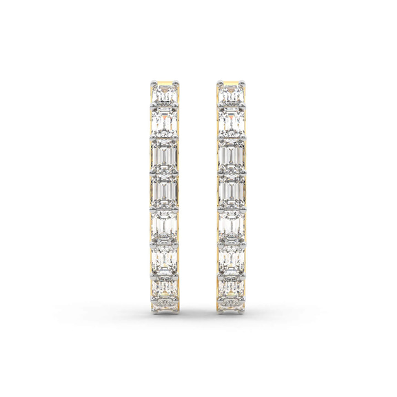 10kt Yellow Gold Ashlyn Emerald Lab Diamond Hoop Earrings (2 Ct. Tw.) right